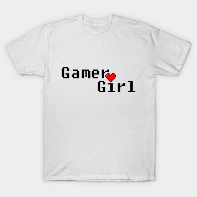 Gamer girl pixel heart T-Shirt by Playfulfoodie